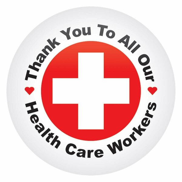 Goldengifts 2 in. Thank You to All Our Health Care Workers Button, White GO3342342